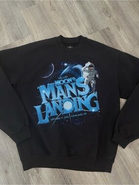 Kid Cudi Nasa Moon Mans Landing Crewneck Sweatshirt Shirt Mens XL Black